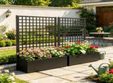 Black 43" x 16" x 70" Galvanized Planter Box Raised Garden Bed with Trellis for Vines & Climbing 79173584
