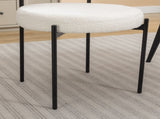 Burbank Modern Round Boucle Dining Chairs, Set of 2, White T2574P180242