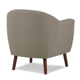 ZNTS Beige Fabric Upholstered Accent Chair 1pc Espresso Finish Legs Button Tufted Solid Wood Furniture B011P182503