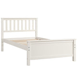 ZNTS Twin Size Wood Platform Bed with Headboard,Footboard and Wood Slat Support, White WF191769AAK