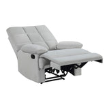 ZNTS Reclining Chair Light Gray Velvet Upholstery Square Tufted Back Pillowtop Arms Solid Wood Furniture B011P182495