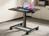 Mobile Standing Desk Adjustable Height Laptop Desk with Lockable Wheels, Black 92306157