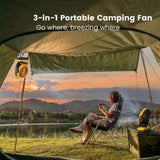 24000mAh Camping fan Rechargeable Battery Operated Fan 9inch 4 Speeds Usb Table fan Yellow 09042008