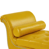 ZNTS Yellow, PU Leather, Metal Feet Upholstered Ottoman Bedroom Lounge Ottoman Flip Top Storage Sofa 74324756