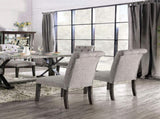 Classic Antique Black / Light Gray Set of 2 Sides Button Tufted Linen Like Fabric Solid wood B011104802