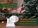 3FT Frosted Artificial Christmas Tree in Cement Pot, Pre-Lit Warm White LED Lights 8 Lighting Modes, 28016160