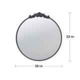 30" x 32" Classic Design Mirror with Round Shape and Baroque Inspired Frame for Bathroom, Entryway W2078124101