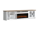 97 inch Fireplace TV Stand Console for TVs up to 100 inches, Minimal Assembly, Jasmine Whitewash and B108P160230