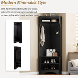 ON-TREND Minimalist Hall Tree with Shoe Bench, Versatile Entryway Coat Rack with 4 Hooks, N721P189665B