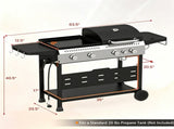 3-in-1 Outdoor Gas Grill, 48000 BTU 5-Burner Propane BBQ Grill with Flat Top Griddle & Side Burner, 31602193