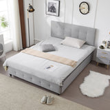 Upholstered Full Platform Storage Bed Frame with 4 Drawers, Adjustable Headboard with Button Tufted 62477493