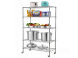 5-Tier NSF-Certified Steel Wire Shelving with Wheels Chrome 74365237