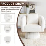 ZNTS 360&deg; Swivel Accent Chair, Modern Velvet Fabric Living Room Armchair with Fluffy Cushions, Comfy Wide 91743467