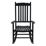 ZNTS 68.5*86*115CM Square Wooden Rocking Chair Wavy Backboard Black 40856754