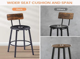 Bar Table Set with 2 Bar stools PU Soft seat with backrest, Rustic Brown, 43.31'' L x 15.75'' W x 38669440