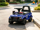 Blue Police Truck Kids Sliding Car Push Ride On with Working PA System, Horn, Under-Seat Storage 66418563