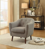 Beige Fabric Upholstered Accent Chair 1pc Espresso Finish Legs Button Tufted Solid Wood Furniture B011P182503