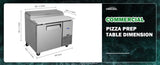 Orikool 44 IN Commercial Pizza Prep Table with a Built-in Refrigerator 11 Cu.Ft, Butcher Block W2095126125