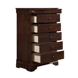 ZNTS Louis Philippe Style 1pc Chest of Drawers Brown Cherry Finish Okume Veneer Bedroom Furniture B01146480