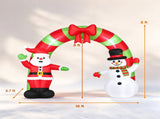 10 FT Christmas Inflatable Archway with Santa & Snowman, Built-in LED Lighted Blow Up Arch for Yard 36327169