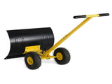 24" x 18" Manual Snow Pusher with T-Handle, Black Blade, Yellow Shaft & Yellow Wheel Hub, Iron 70501121