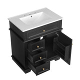 30" Bathroom Vanity with Sink, One Tip-out Drawer, Three Drawers, Door Shelf, Soft Closing Door, N759P227429B