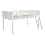 ZNTS Twin Size Wood Low Loft Bed with Ladder, ladder can be placed on the left or right, White WF313084AAK