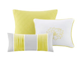 Printed Cotton Sateen Comforter Set Taupe Grey/Yellow King B03596815