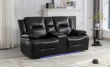 3 Seater Home Theater Recliner Manual Recliner Chair with a LED Light Strip Two Built-in Cup Holders WF323623AAB