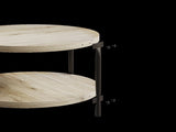 Modern minimalist round coffee table, 29.61-inch MDF material double-layer coffee table, open W1727P251175
