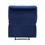 ZNTS Reclining Chair Blue Velvet Upholstery Square Tufted Back Pillowtop Arms Solid Wood Furniture Modern B011P182493