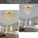 (Same as W1340102252/L5001) Gold Crystal Chandeliers,5-Tier Round Semi Flush Mount Chandelier Light W1340P189283
