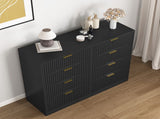 Modern 8 Drawers Dresser Chests for Bedroom,47.2" Wide Wood Chest of Drawers with Gold Metal W409P307537