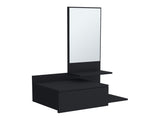 Vienna 23.6" Wide 3-Tier Shelf Floating Mirror Console Table, Full Extension Drawer Black B070P242499