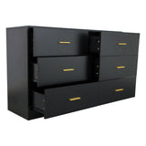 Modern Black 6-Drawer Dresser for Bedroom - Ample Storage Wide Chest of Drawers, Sturdy & Safe W1785118925
