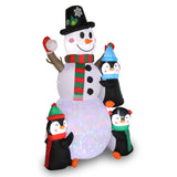 ZNTS 6ft With 3 Penguins, 4 Light Strings, 1 Colorful Rotating Light, Inflatable, Garden Snowman 98246671