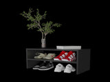 Norris shoe rack in melamine with 2 shelves,black B128P227631