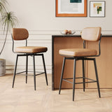 360 &deg Rotating Bar Chair Bar Stool bar stools set of 2 piece set with leather cushions and iron W1727P251187