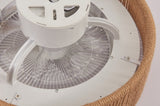 Modern Rustic Ceiling Fan Light with LED RGB Mood Lighting, Rope Woven Design, Quiet Fan, Semi Flush W1340P246413