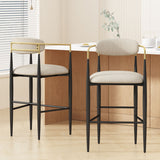 Barstools Set of 2, Counter Height Upholstered Bar Stools with Backs and Iron Legs for Kitchen N779P248198B