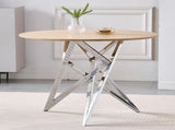 37Inch Round Dining Table, Small Round Kitchen Table With Silver Metal Legs, Suitable For 2 To 4 W3357P395501
