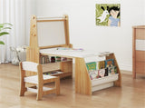 Natural Kids Activity Table with Magnetic Whiteboard/Chalkboard & Paper Roll, Multi-Storage Art Desk 10298016