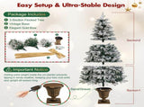 6FT Pre-Lit Flocked Christmas Tree with 42 Real Pine cones & Gold Ribbon Bows, 200 Warm White LEDs 8 N704P526149J