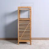 Bathroom Laundry Basket Bamboo Storage Basket with 2-tier Shelf 17.32 x 13 x 37.8 inch W40934117