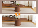 59" Extendable Oval Dining Table Set with 4 Walnut Chairs, 47-59" Rail-Free Expandable Table & 50928517