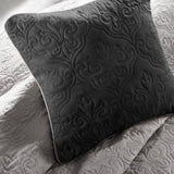 ZNTS 7 Piece Quilt Set with Euro Shams and Throw Pillows Black Full/Queen B03597420