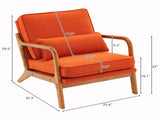 Oak Armrest Oak Upholstered Single Lounge Chair Indoor Lounge Chair Burnt Orange 03093913