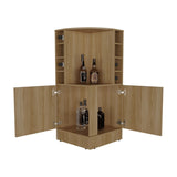 Jakes 42" Tall Corner Bar Cabinet with Eight Wine Bottle Cubbies and Double Door cabinet, Living B070P254765