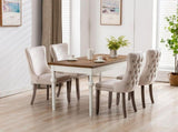 Furniture,Upholstered Wing-Back Dining Chair with Backstitching Nailhead Trim and Solid Wood 84887782