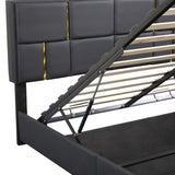 ZNTS Queen Size Upholstered Platform Bed with Hydraulic Storage System,No Box Spring Needed,Black WF310943AAB